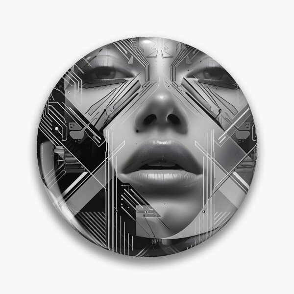 Item preview, Black and white geometric face print designed and sold by dcrc.