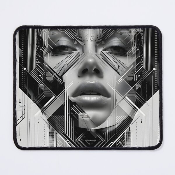 Item preview, Black and white geometric face print designed and sold by dcrc.