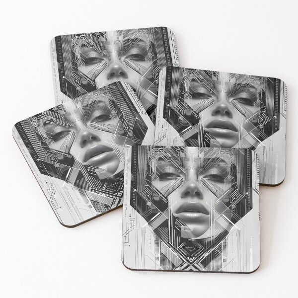 Item preview, Black and white geometric face print designed and sold by dcrc.