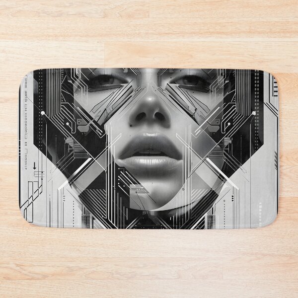 Item preview, Black and white geometric face print designed and sold by dcrc.