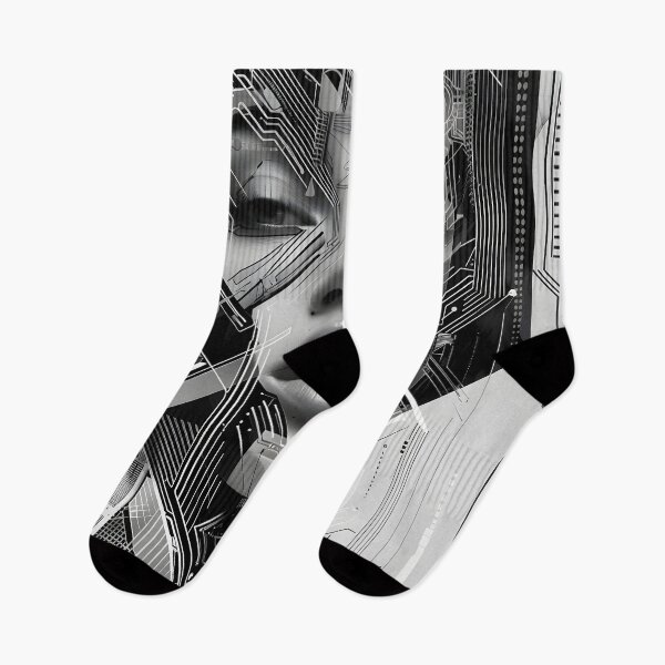 Item preview, Black and white geometric face print designed and sold by dcrc.