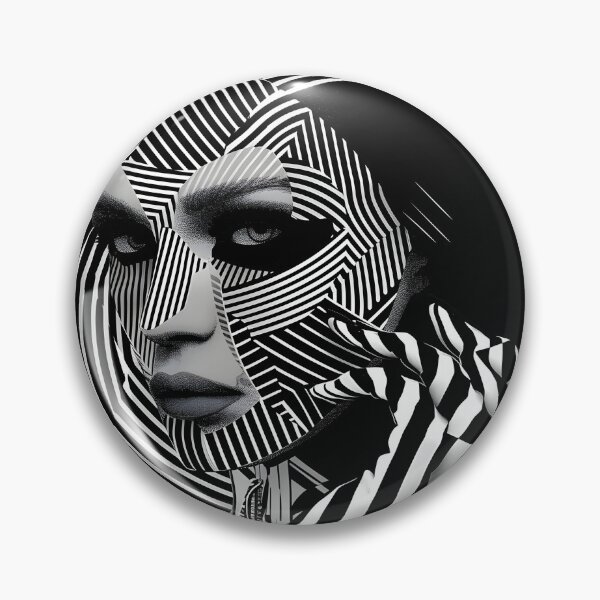 Item preview, Black and white geometric face print designed and sold by dcrc.