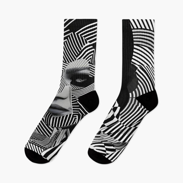 Item preview, Black and white geometric face print designed and sold by dcrc.