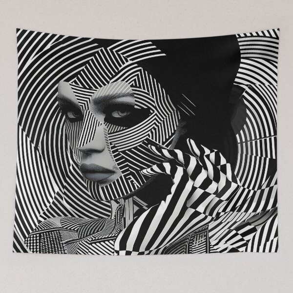 Item preview, Black and white geometric face print designed and sold by dcrc.