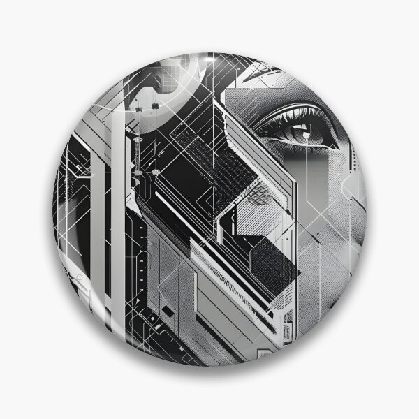 Item preview, black and white geometric face print designed and sold by dcrc.