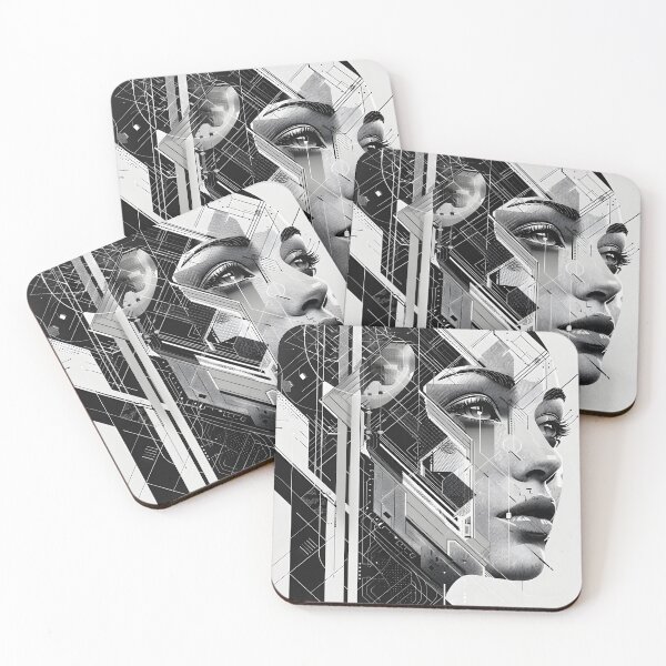 Item preview, black and white geometric face print designed and sold by dcrc.