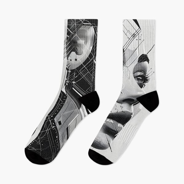 Item preview, black and white geometric face print designed and sold by dcrc.