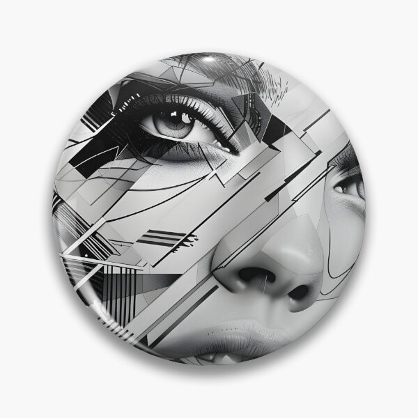 Item preview, black and white geometric face print designed and sold by dcrc.