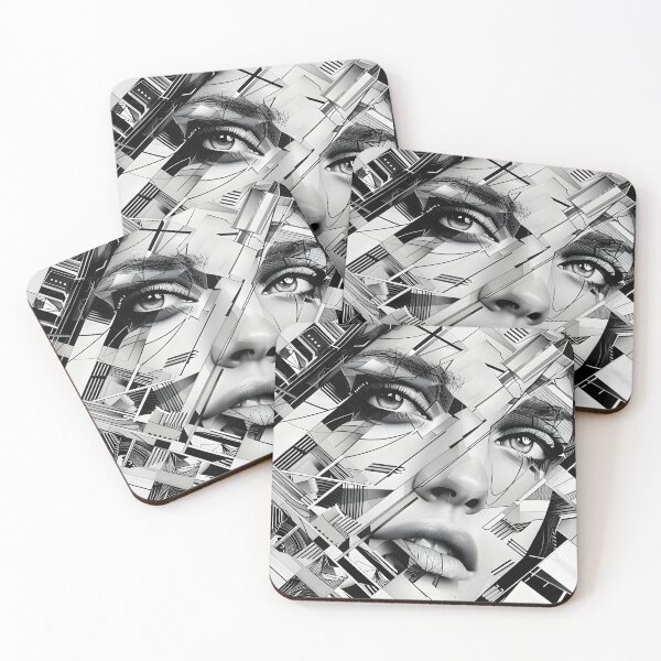 Item preview, black and white geometric face print designed and sold by dcrc.