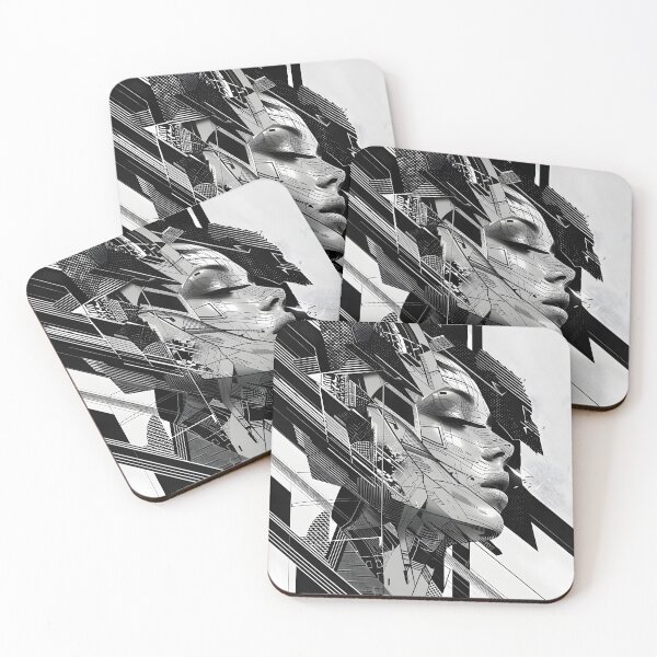 Item preview, black and white geometric face print designed and sold by dcrc.