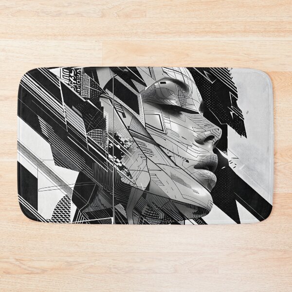 Item preview, black and white geometric face print designed and sold by dcrc.