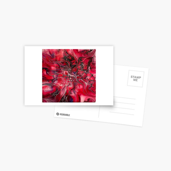 Red Bloom abstract painting Postcard