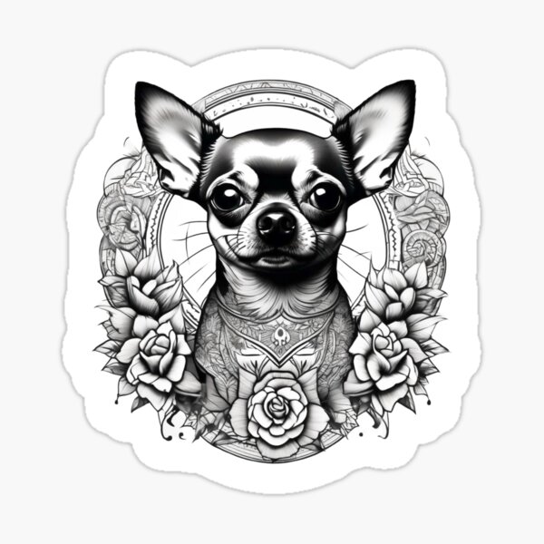 Item preview, Chihuahua Tattoo Sticker designed and sold by Lane L. Mälkin Design.