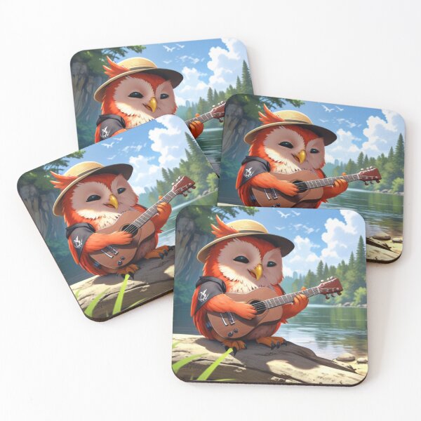 Item preview, Adorable Guitarist Owl designed and sold by Artbellachi.