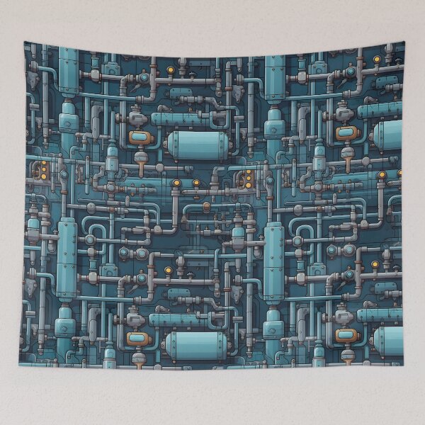 Item preview, Industrial Blue Pipes and Machinery - Seamless designed and sold by GalacticLabs.