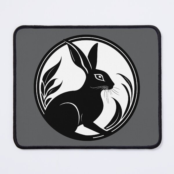 Item preview, Black Wild Rabbit in the Moon Simple Nature Art designed and sold by LucentJourneys.