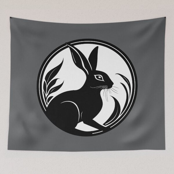 Item preview, Black Wild Rabbit in the Moon Simple Nature Art designed and sold by LucentJourneys.