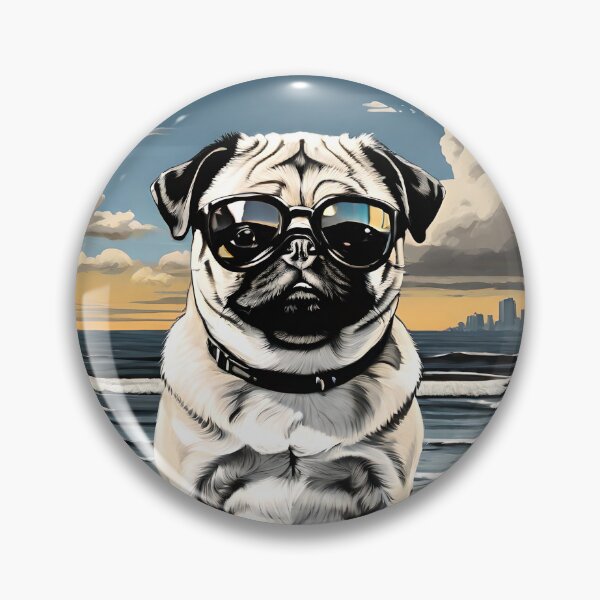 Item preview, Pug with sunglasses on the beach #2 designed and sold by thesnakeater.