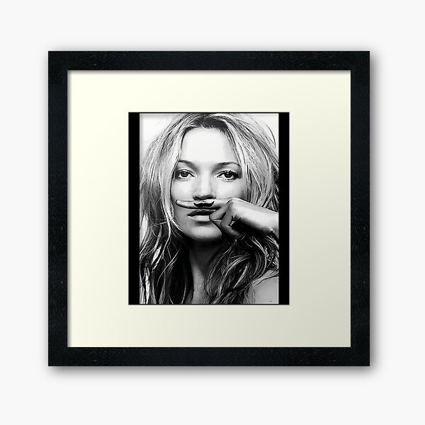 Item preview,  Kate Moss Mustache Black And White Photograph designed and sold by JoelKauppi.