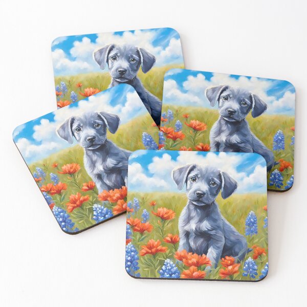 Item preview, Texas Wildflower Field Blue Lacy Puppy designed and sold by Fredster1966.