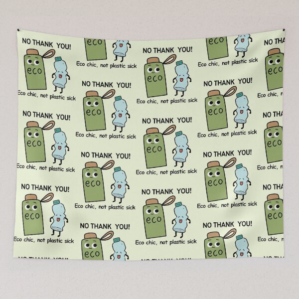 Item preview, No Thank You Plastic, Green Eco Chic Not Plastic Sick, Recycle. Funny Say No To Plastic Eco Friendly Earth Day Awareness Humor designed and sold by moproconcepts.