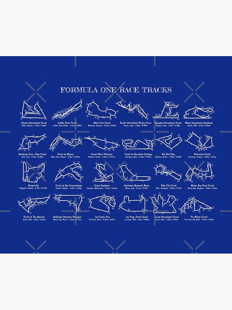 Thumbnail 6 of 6, Throw Blanket, F1 Race Tracks (White Stencil-No Background) designed and sold by BGALAXY.