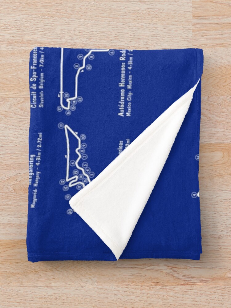 Thumbnail 3 of 6, Throw Blanket, F1 Race Tracks (White Stencil-No Background) designed and sold by BGALAXY.