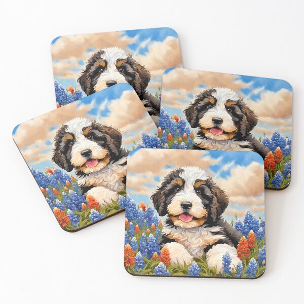 Item preview, Texas Wildflower Field Bernedoodle Puppy designed and sold by Fredster1966.
