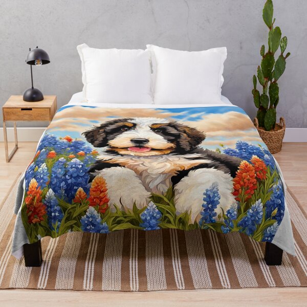 Item preview, Texas Wildflower Field Bernedoodle Puppy designed and sold by Fredster1966.