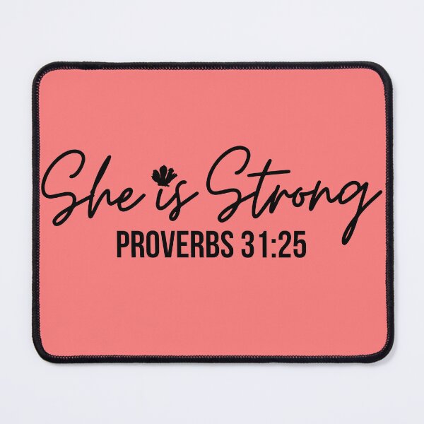 Item preview, She is Strong, Proverbs 31:25, black design designed and sold by MoriaStore.