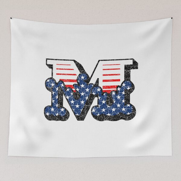 Item preview, M RETRO STYLE CAPITAL LETTER INITIAL T-SHIRT CLASSIC VINTAGE DISTRESSED STARS AND STRIPES AMERICAN USA FLAG AMERICA 4th JULY FONT LOGO TYPEFACE LETTERING TYPOGRAPHY MONOGRAM TEE designed and sold by prezziefactory.