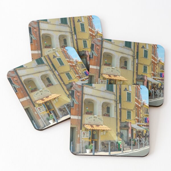Item preview, Village street cafes in Liguria, Italy designed and sold by marcthatspot.