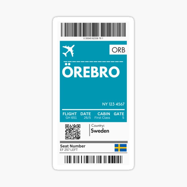Item preview, Orebro Airplane Boarding pass designed and sold by RoamInk.