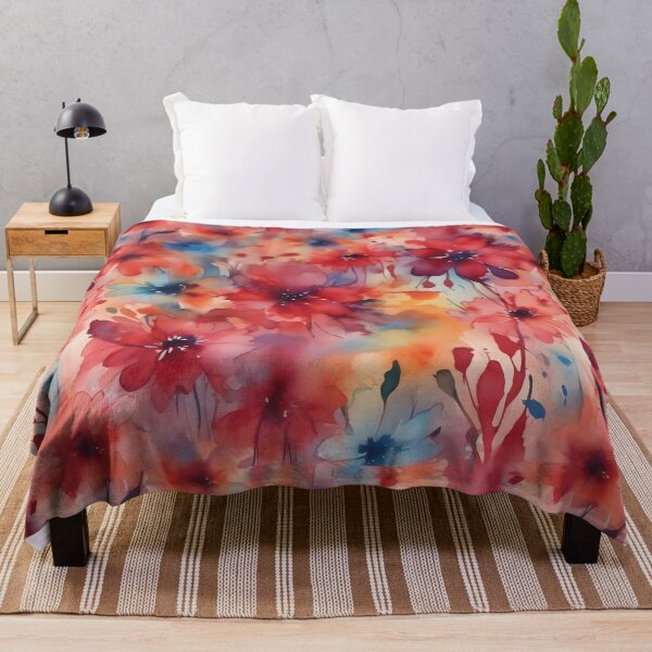 Item preview, red flower print design designed and sold by artsake4.