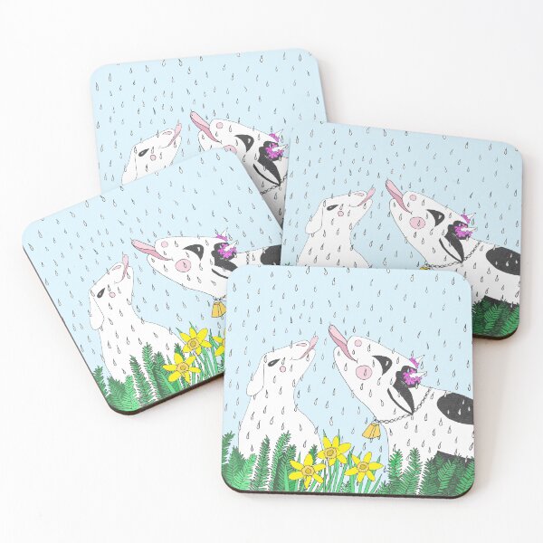 Item preview, Happy Cow & Sheep : Tasting Raindrops designed and sold by JoyousArt4u.