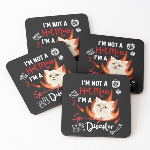 Item preview, Funny Cat Quote Crusty White Cat I Am Not A Hot Mess I Am A Spicy Disaster designed and sold by FociCreate.