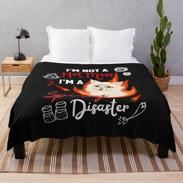 Item preview, Funny Cat Quote Crusty White Cat I Am Not A Hot Mess I Am A Spicy Disaster designed and sold by FociCreate.