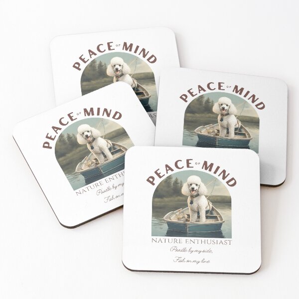 Item preview, Peace of mind Nature enthusiast fishing white poodle travel dog dad vintage designed and sold by SoulfulT.