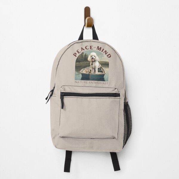 Item preview, Peace of mind Nature enthusiast fishing white poodle travel dog dad vintage designed and sold by SoulfulT.