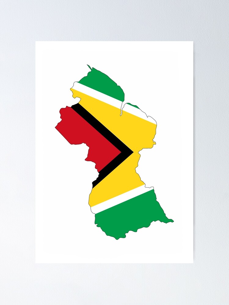 Guyana Flag Map Poster By Tony4urban Redbubble   Fposter,small,wall Texture,product,750x1000.u7 