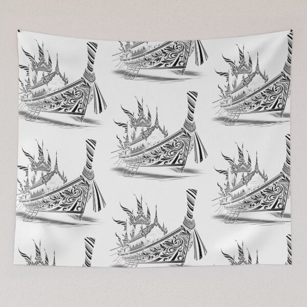 Item preview, Thai boat line drawing - black designed and sold by fatimah-SL.