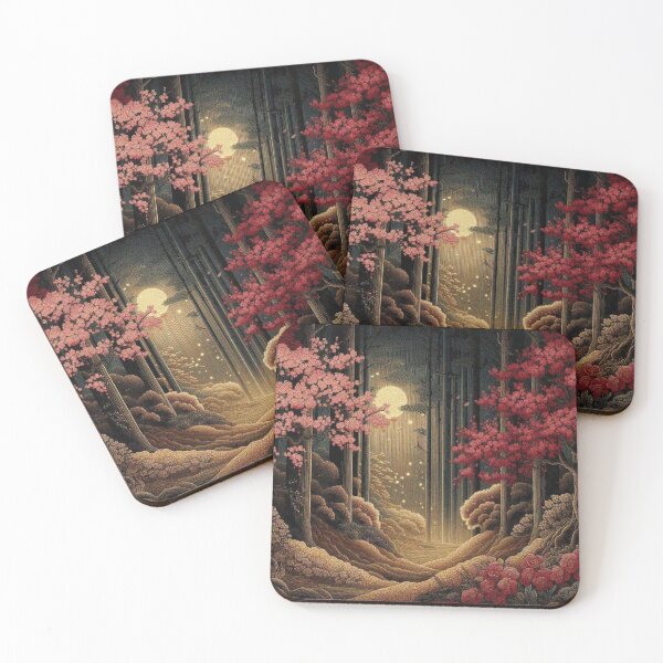Item preview, Japanese Sakura Tree Night Forest Blooming Cherry Blossom Tree Scenery designed and sold by Illuministique.
