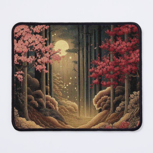 Item preview, Japanese Sakura Tree Night Forest Blooming Cherry Blossom Tree Scenery designed and sold by Illuministique.