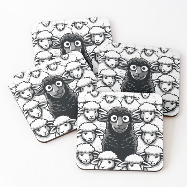 Item preview, Stand Out Black Sheep in a Crowd - Unique Individuality Illustration designed and sold by FarBeyound.