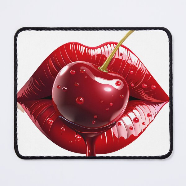 Item preview, red lipstick cherry sensual cherry lips dripping with designed and sold by Areebanawab.