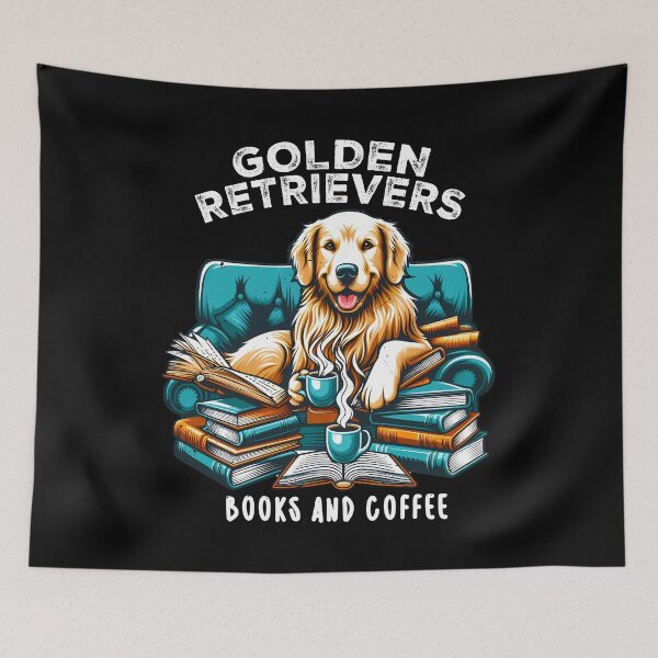 Item preview, Golden Retriever Reading Dogs Books & Coffee Gift designed and sold by JUSTBEELEGANT.