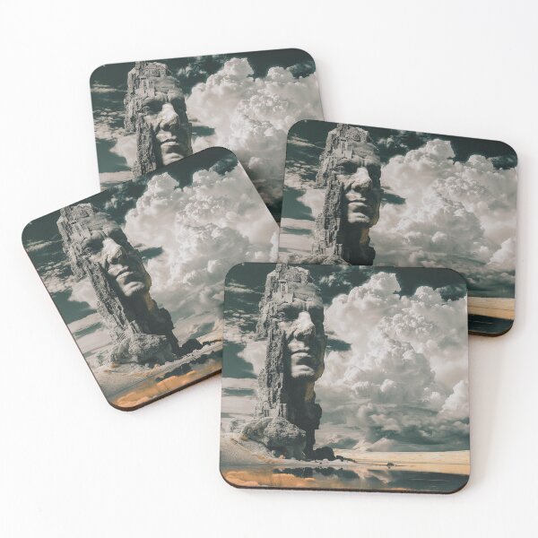 Item preview, A large rock with a face carved into it sits in front of a cloudy sky designed and sold by Wadokezumo.