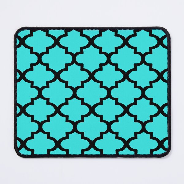 Item preview, Quatrefoil Pattern In Black Outline On Aqua Blue designed and sold by taiche.