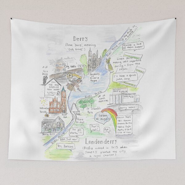 Item preview, Londonderry Derry Illustrated Map designed and sold by DebTheZeb.