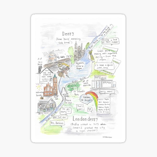 Item preview, Londonderry Derry Illustrated Map designed and sold by DebTheZeb.